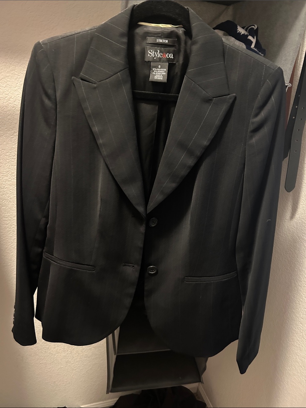 Style & Co. Women’s Black Pinstripe Stretch Blazer